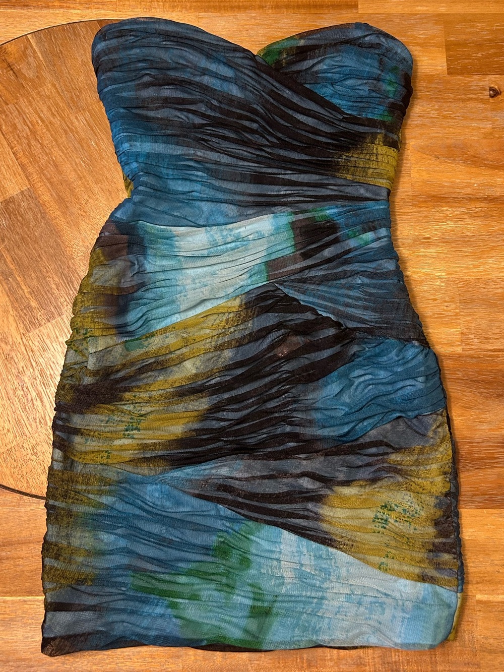 BCBGMaxAzria Winnie Aquamarine Strapless Ruched Dress